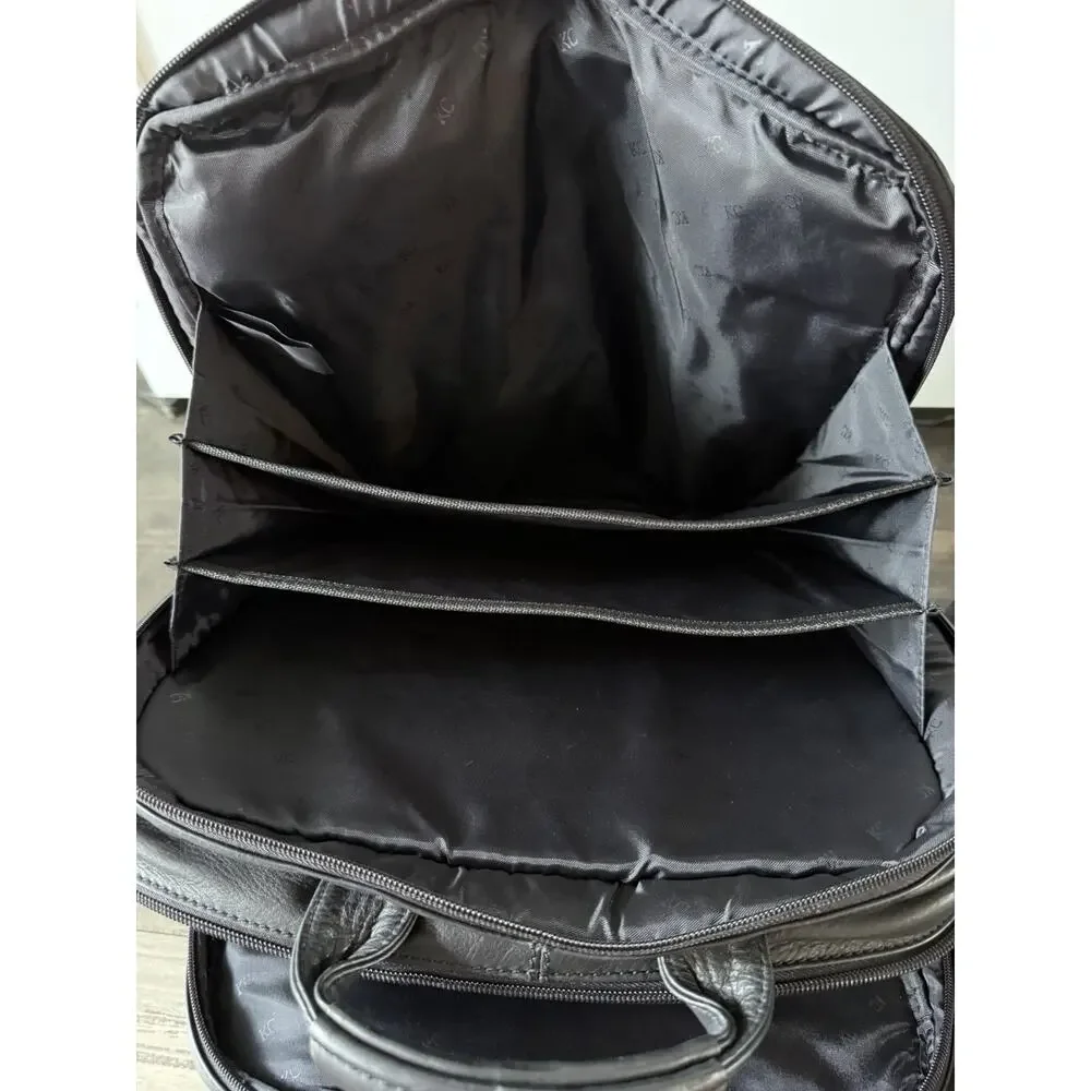 Kenneth Cole Matrix Leather Laptop Backpack Briefcase Messenger Black w/Dust Bag